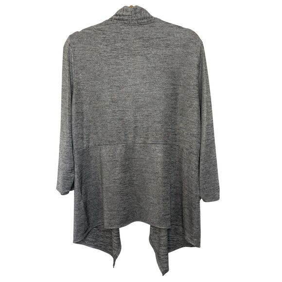 Chico’s Grey Open Front Drape Cardigan Size 2 Large Travel Classic Slinky Casual - Picture 2 of 4
